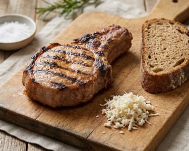 Grilled Pork Chop with Horseradish & Farmer's Bread