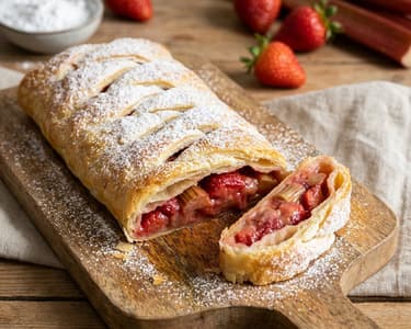 Puff Pastry Strudel with Rhubarb and Strawberries