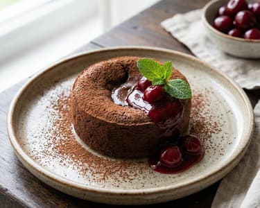 Chocolate Fondant with Liquid Core & Sour Cherries