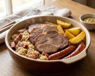 Pork Neck with Sauerkraut and Potatoes
