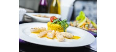 Kabeljau auf Zitronen-Risotto mit Rucola