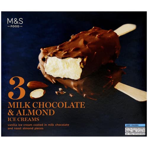Marks&Spencer 3 Milk Chocolate & Almond Ice Creams