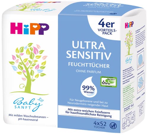 Hipp Babysanft Lingettes humides ultra-sensibles 4 x 52 St.