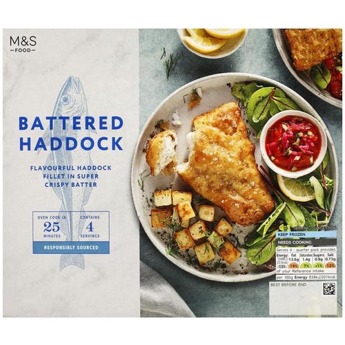 Marks&Spencer 4 Battered Haddock Fillets