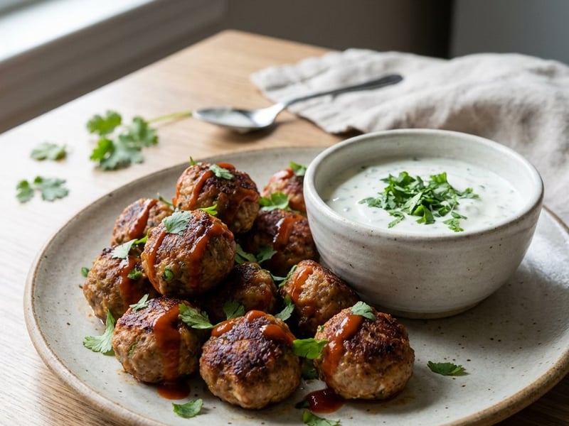 Spicy Meatballs with Coriander Dip