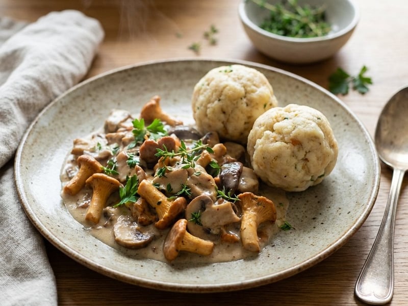 Mushroom Ragout with Bread Dumplings