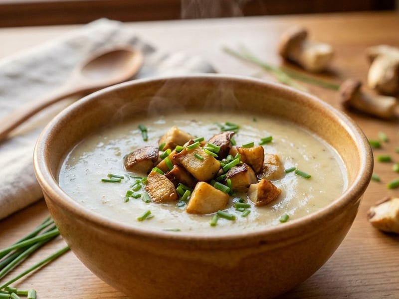 Potato Cream Soup with Porcini Mushrooms
