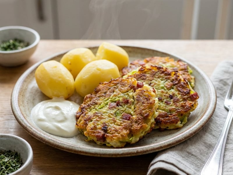 Hearty Cabbage Patties with Smoked Pork