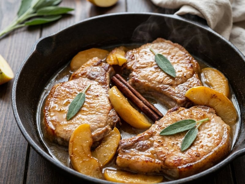 Pork Chops with Apple Juice and Sage