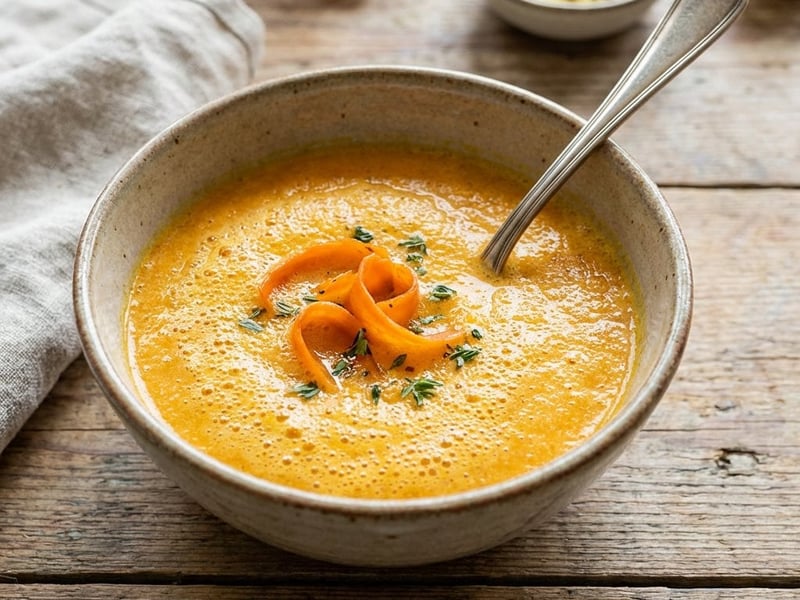 Foamy Carrot Cream Soup with Ginger