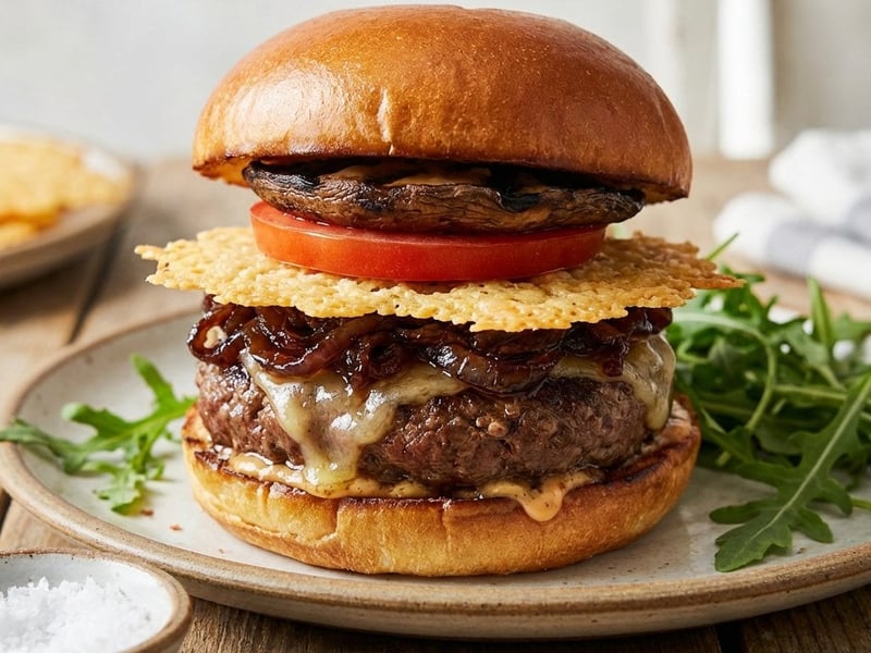 Savory Burger with Caramelized Onions