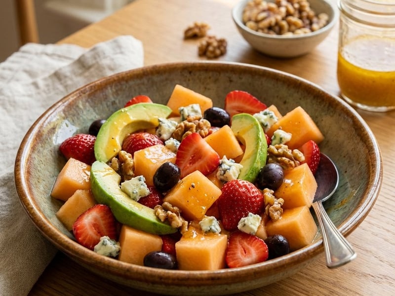 Fruit Salad with Gorgonzola and Orange Dressing