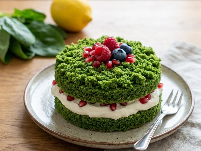 Forest Moss Cake with Mascarpone & Berries