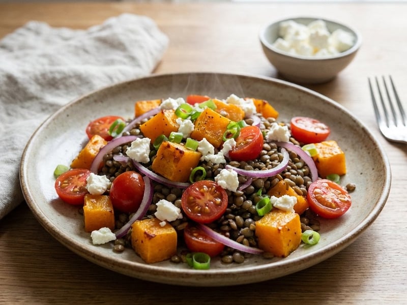 Warm Lentil Salad with Roasted Pumpkin