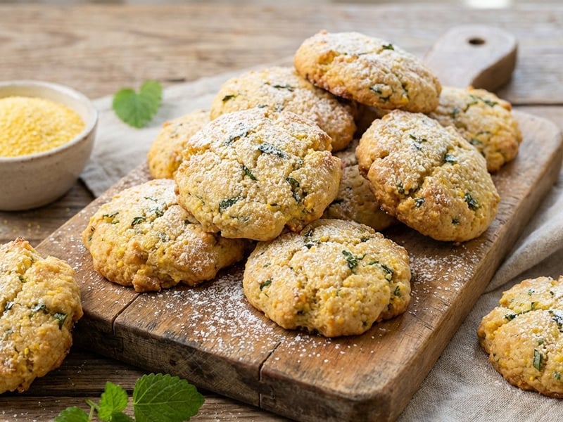 Lemon Balm Polenta Cookies