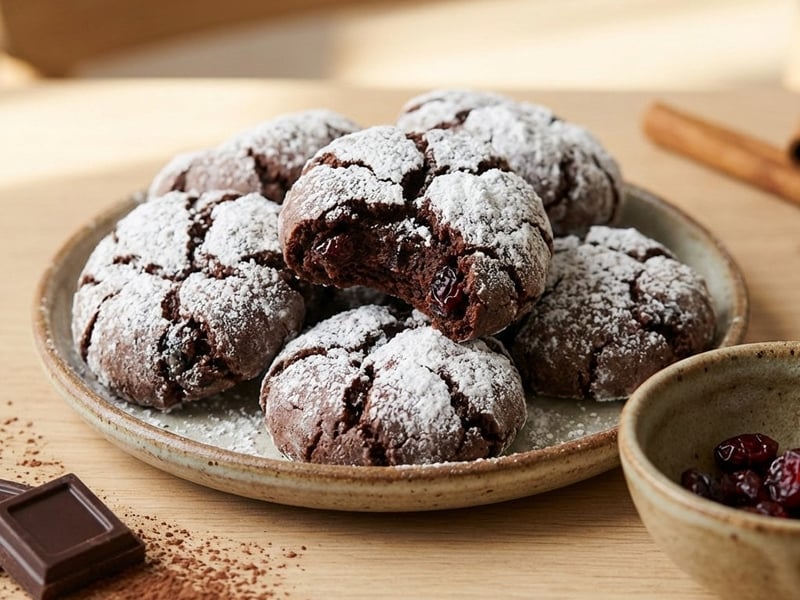 Chocolate Crinkles with Cranberries