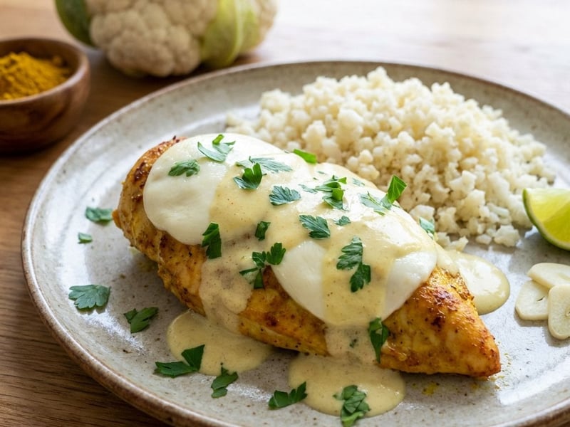 Curry Chicken Breast with Cauliflower Rice
