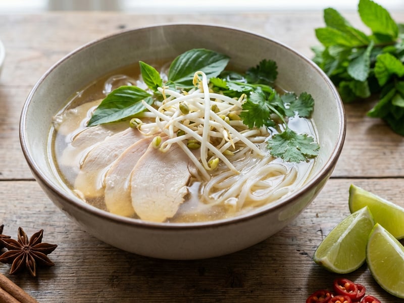 Pho mit Pute und Kräutern