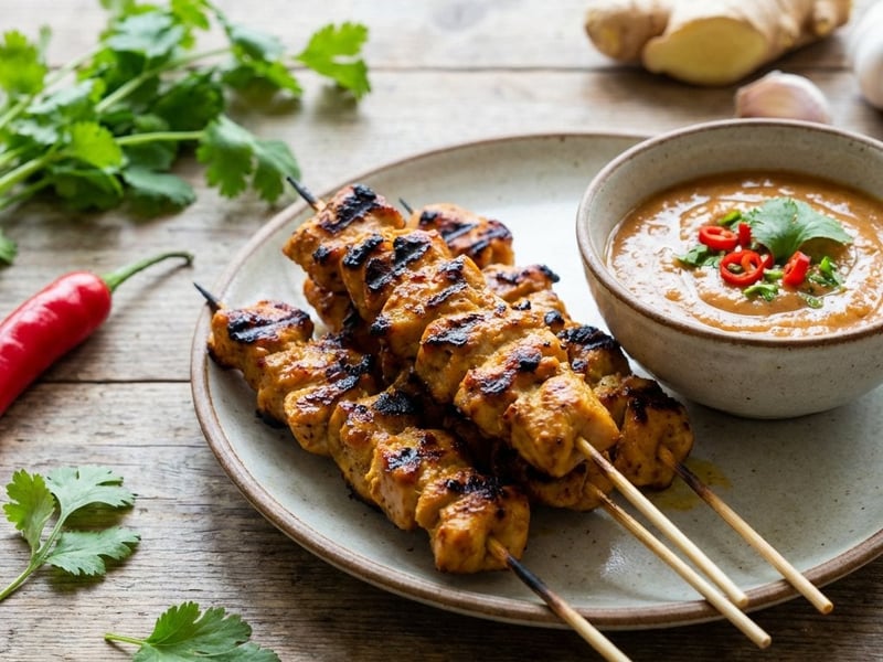 Chicken Skewers with Peanut Sauce