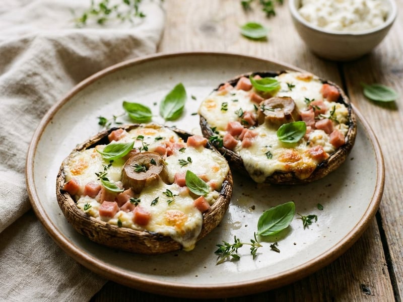 Stuffed Portobello Mushrooms with Ham and Ricotta