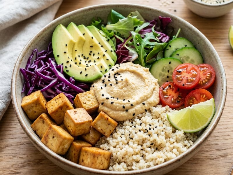 Buddha Bowl with Hummus and Baked Tofu