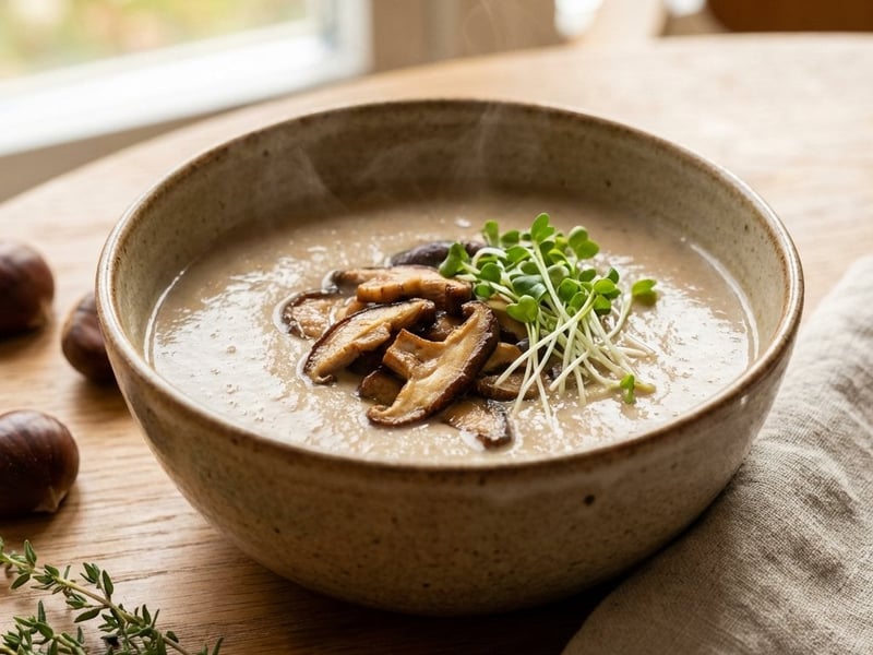 Chestnut Cream Soup with Shiitake Mushrooms