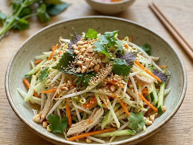 Vietnamese Kohlrabi Salad with Pulled Chicken (Nộm su hào)