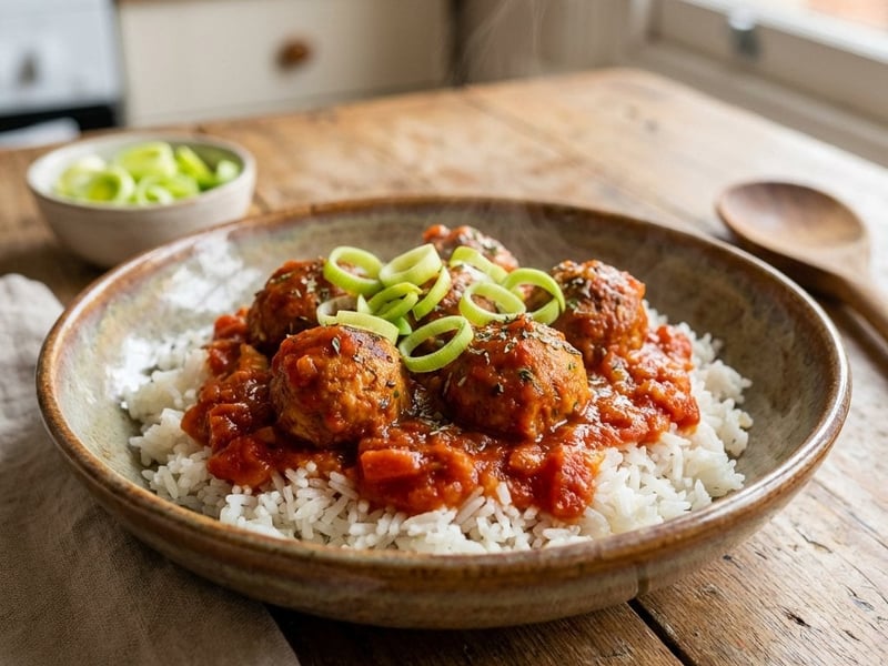 Smoked Tofu Balls in Tomato Sauce