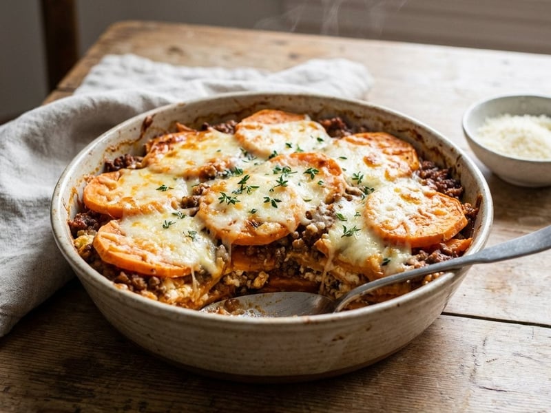 Sweet Potato Lasagna with Minced Beef
