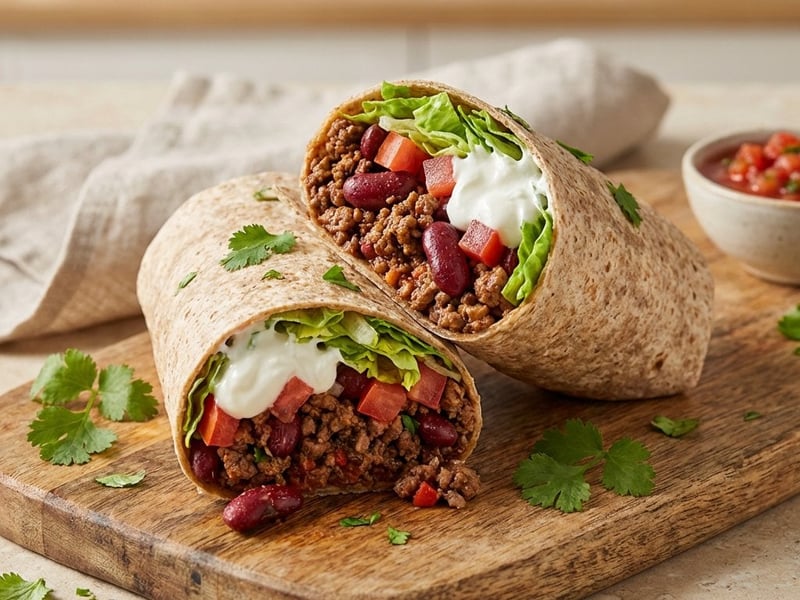 Hearty Burrito with Minced Beef & Beans