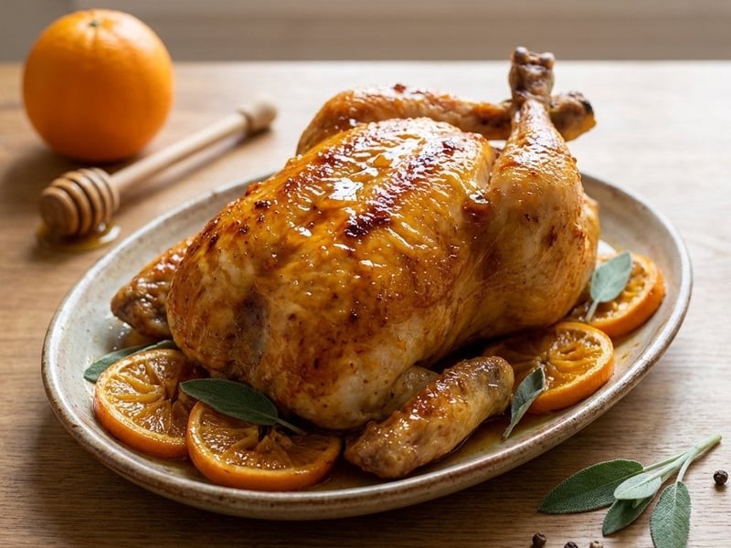 Juicy Orange-Honey Chicken with Sage