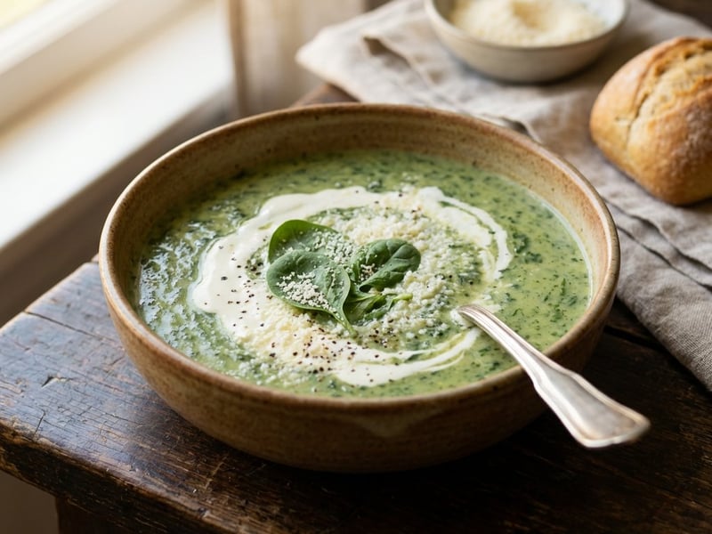 Creamy Spinach Soup with Parmesan