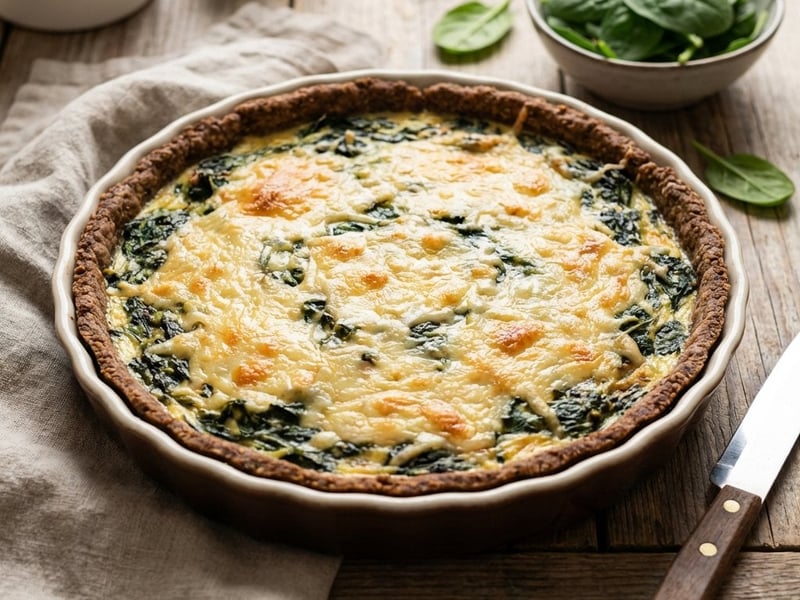 Hearty Spinach Quiche with Rye Crust
