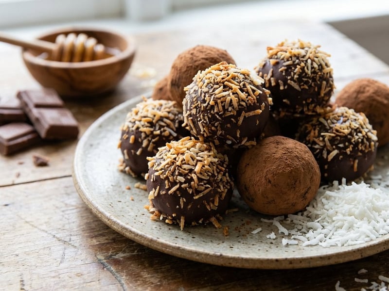 Coconut Chocolate Truffles with Malibu