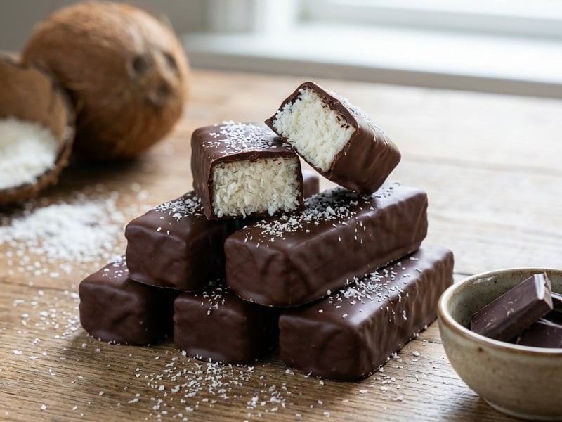 Homemade Coconut Bars with Dark Chocolate