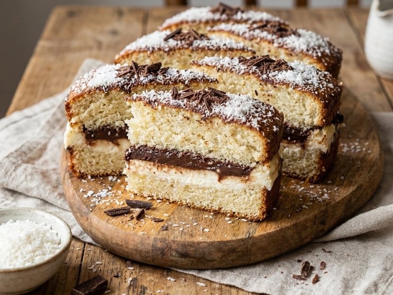 Juicy Coconut Slices with Chocolate