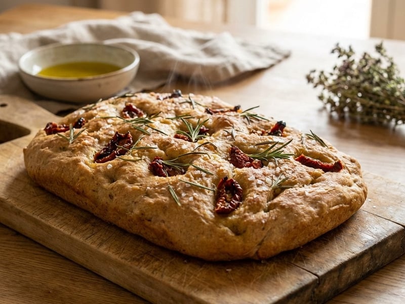 Spelt Focaccia with Rosemary and Tomatoes