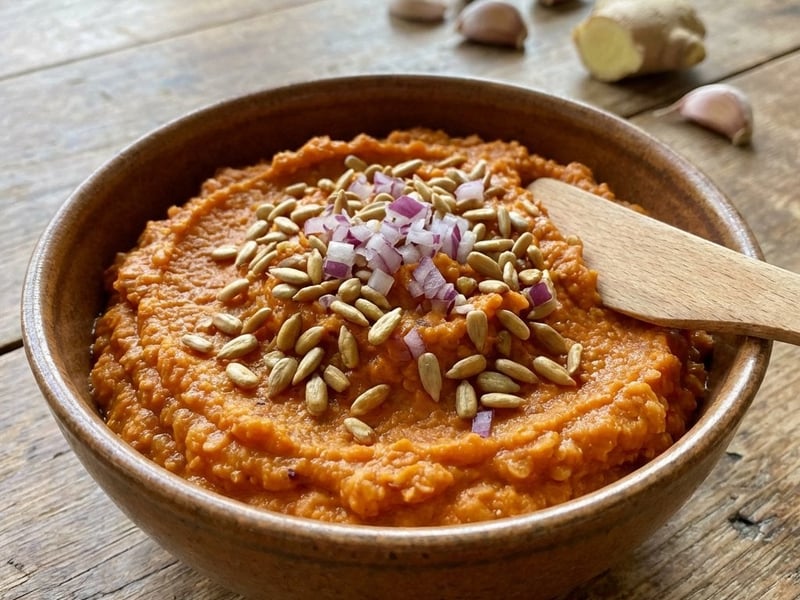 Red Lentil Spread with Ginger & Seeds