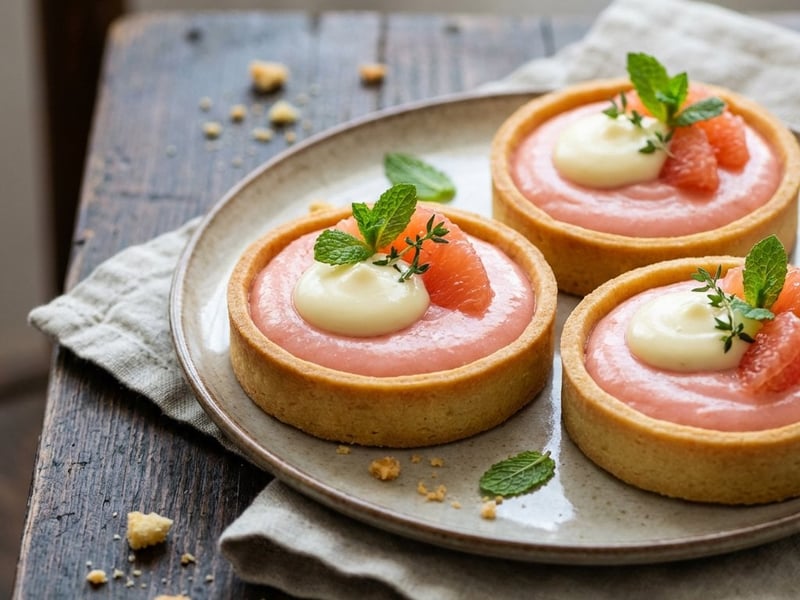 Tartlets with Grapefruit Cream & Gin Ganache