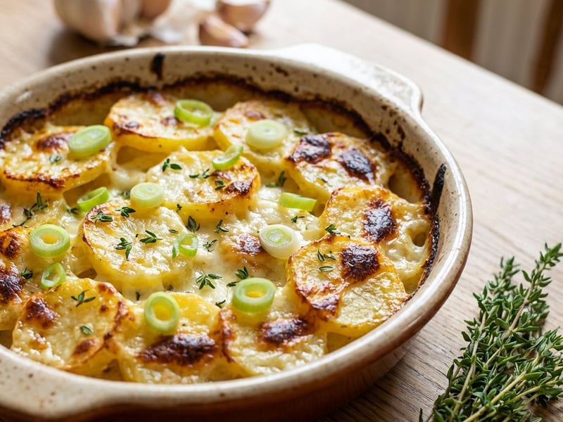 Potato Gratin with Sheep Cheese & Thyme