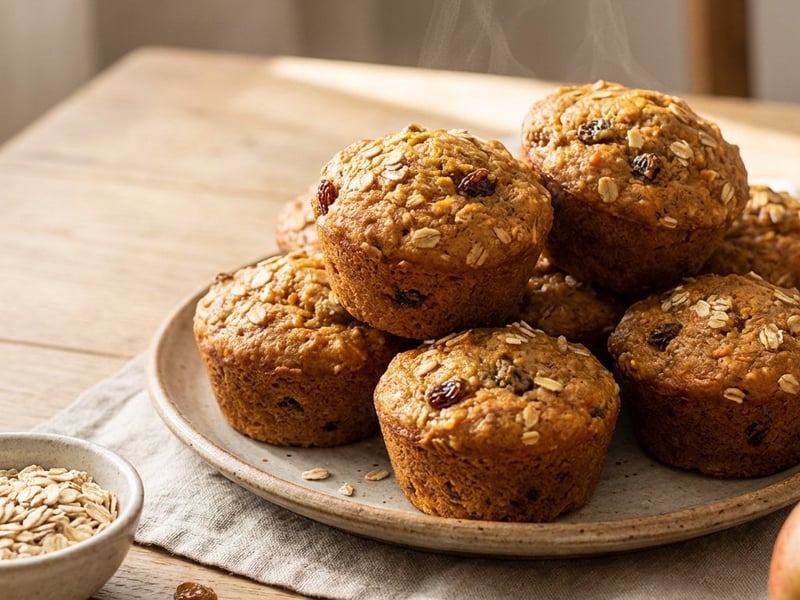 Juicy Apple-Carrot Muffins with Oats