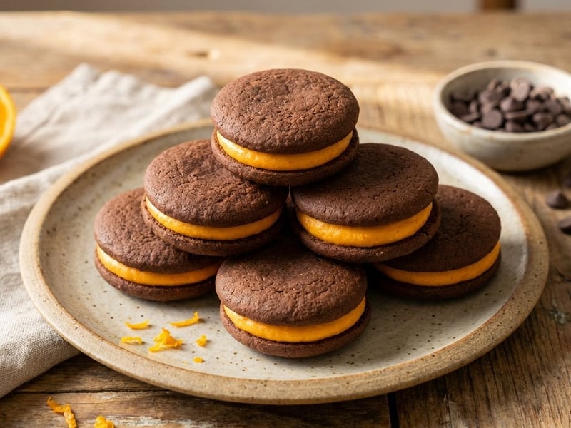 Chocolate Cookies with Orange Cream