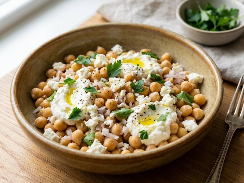 Quick Chickpea Salad with Ricotta & Feta