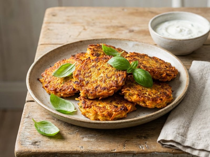 Crispy Carrot Patties with Smoked Tofu & Basil