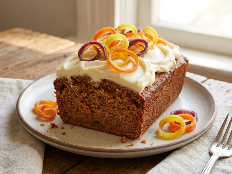 Juicy Carrot Cake with Candied Rainbow Carrots