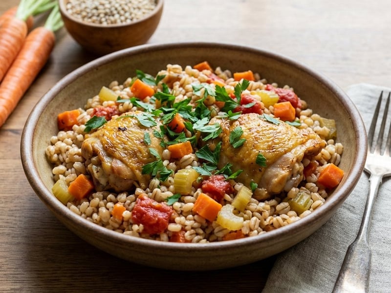 Chicken Pilaf with Pearl Barley and Root Vegetables