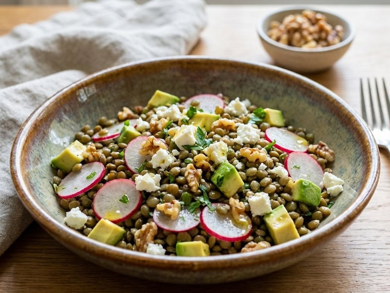 Lentil Salad with Radishes and Avocado