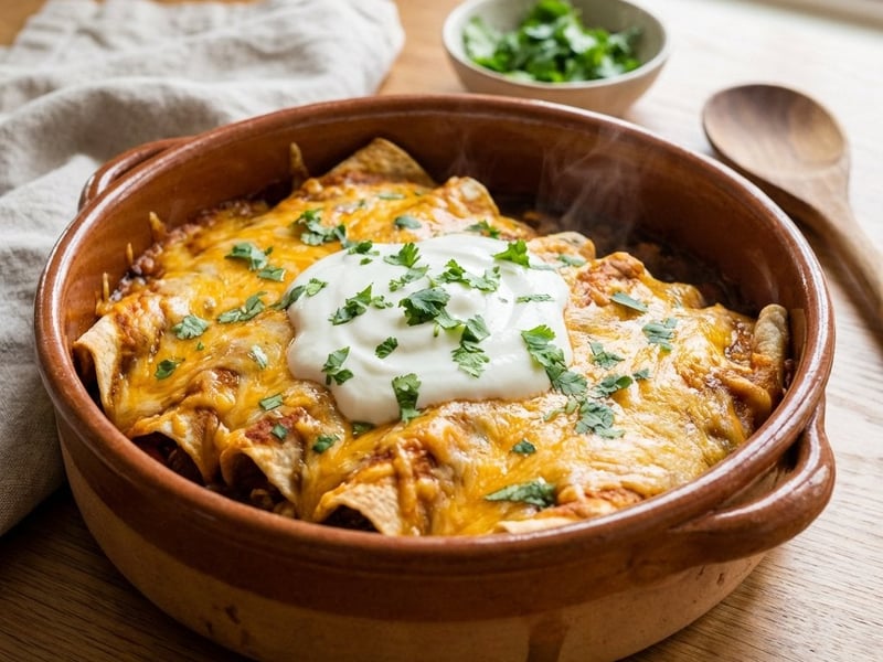 Vegetarian Bean Enchiladas with Cheddar