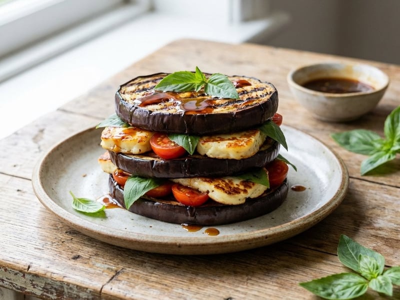 Eggplant Sandwich with Grilled Halloumi