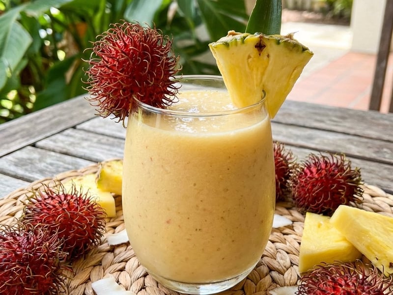 Exotic Rambutan Smoothie with Coconut & Pineapple